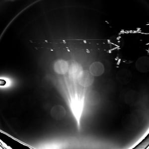 View of Rosetta from Philae after separation