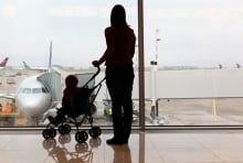 child silhouette airport