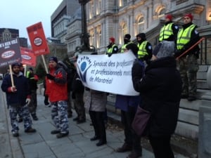 Protest City Hall Montreal