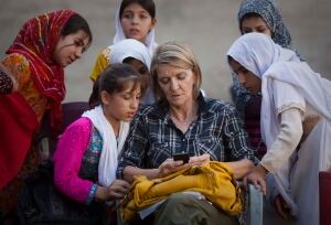 Kathy Gannon at girls school in Kandahar Afghanistan