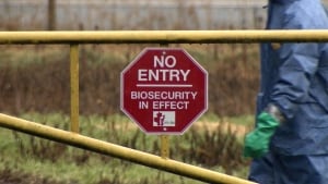 Avian flu biosecurity sign