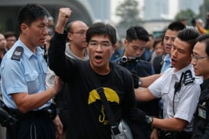 HONG KONG demonstrator democracy shout