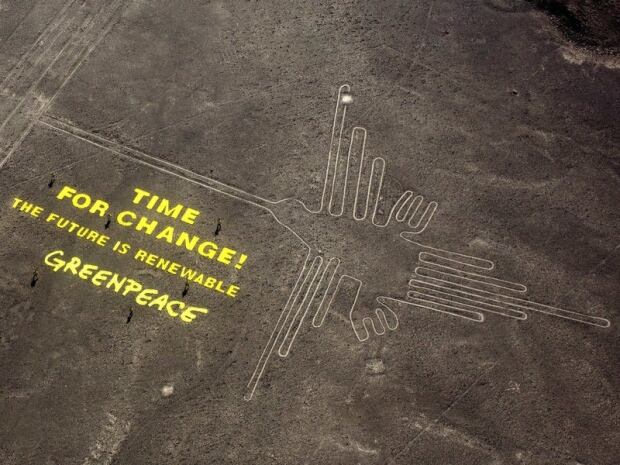 Greenpeace message on Nazca Lines