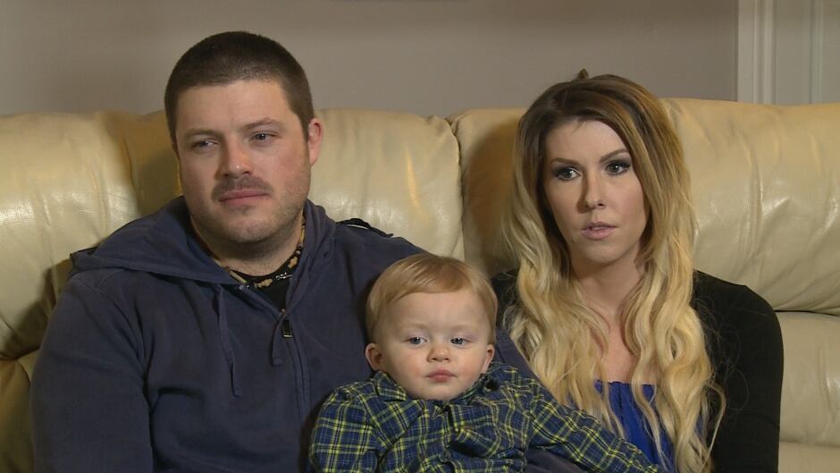 Blair Hacche, Jenn Ward and their baby son Dexter. Hacche can't work in Canada until the CIC approves gives initial approval of his application for permanent residency - a process which at the time of writing, takes 16 months.