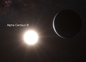 Artist's impression of a planet orbiting Alpha Centauri B