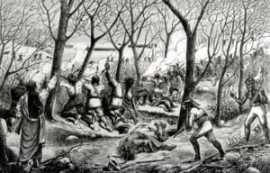 Battle at Cut Knife Hill. Drawing, 1885