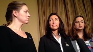 Widows Rachael Ross, Angela Gevaudan and Nadine Larche