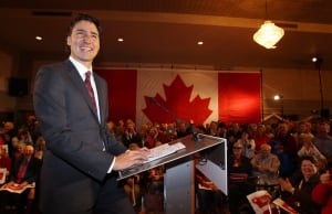 Liberal Leader Justin Trudeau speaks to Liberal supporters in London, Ont.