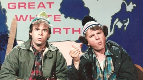 Rick Moranis and Dave Thomas play the characters of Bob and Doug McKenzie. (CBC Still Photo Collection/McKenzie Brothers Merchandising) bob-and-doug-hosers
