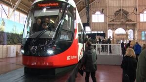 Replica light rail train Alstom Citadis LRT Confederation Line Ottawa Jan 29 2015