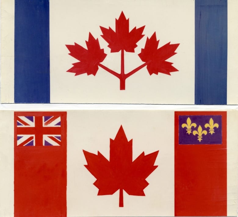 Flag of Canada proposed design (Three red maple leaves with blue borders) —  Google Arts & Culture