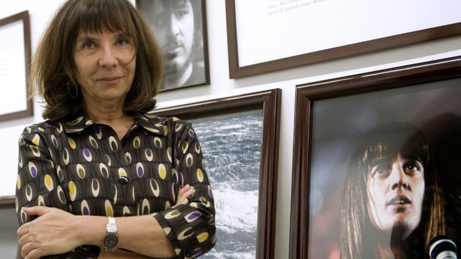 French artist Sophie Calle poses during a press conference before the opening of her exhibition called 'Wall Stories' at the Modern Art Museum in Medellin, Colombia, 2012.