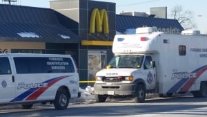 Police mark off Danforth McDonald's after shooting