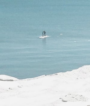 Lake Michigan Ice Chunk teens