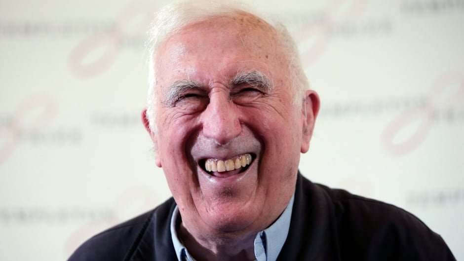 Jean Vanier, the founder of L'ARCHE, laughs during a news conference in central London. Vanier has been awarded the 2015 Templeton Prize. (AP Photo/Lefteris Pitarakis)