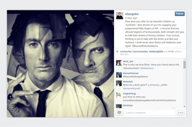 Elton John DG Insta post