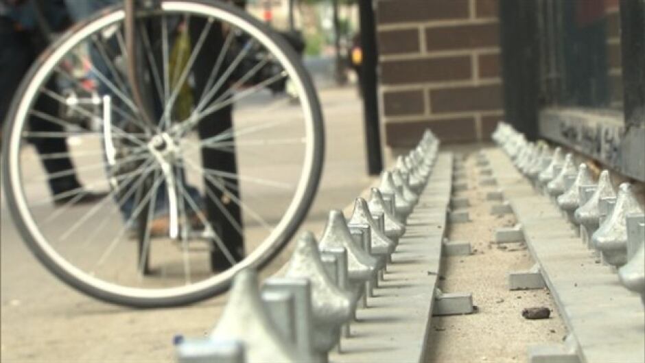 These controversial 'anti-homeless' spikes were quickly removed after they were installed in front of Archambault in downtown Montreal last summer.
