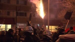 student protest montreal roman candle