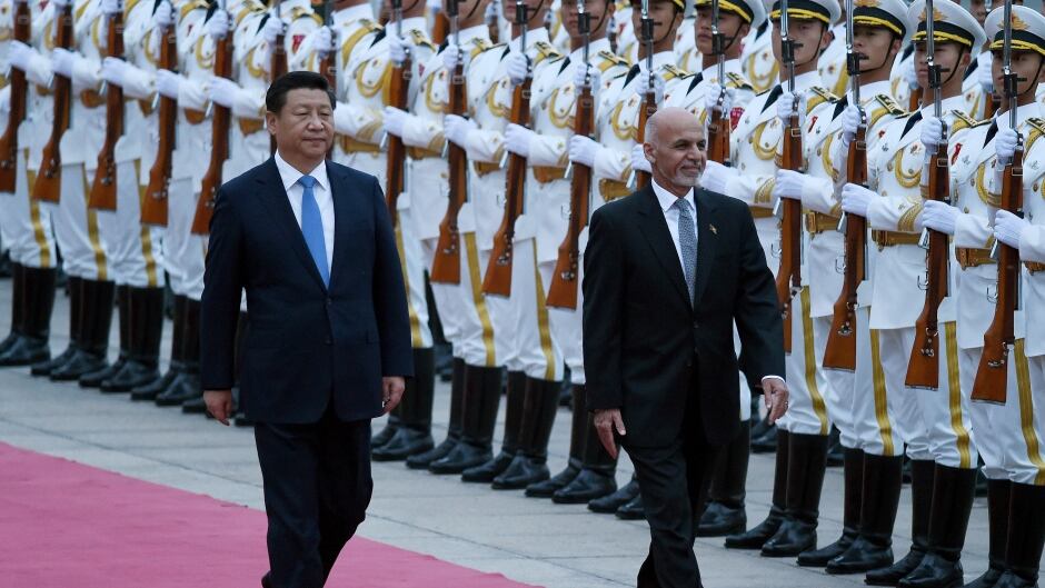 Afghanistan President Ashraf Ghani Ahmadzai (R) and Chinese President Xi Jinping (L). As NATO nations pull out of Afghanistan, China sees a future in the very country that Canada, the U.S. and others have left behind.