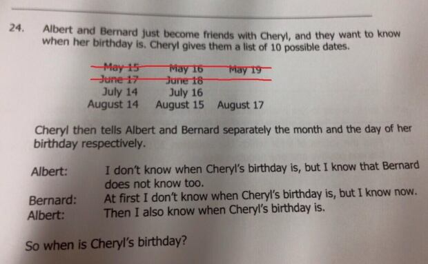 Cheryl's birthday solution