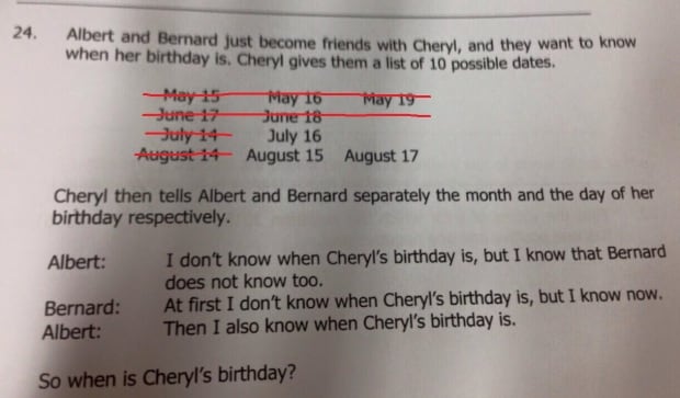 Cheryl's birthday solution