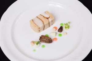 Dish prepared by chef Ryan O'Flynn with morel mushrooms