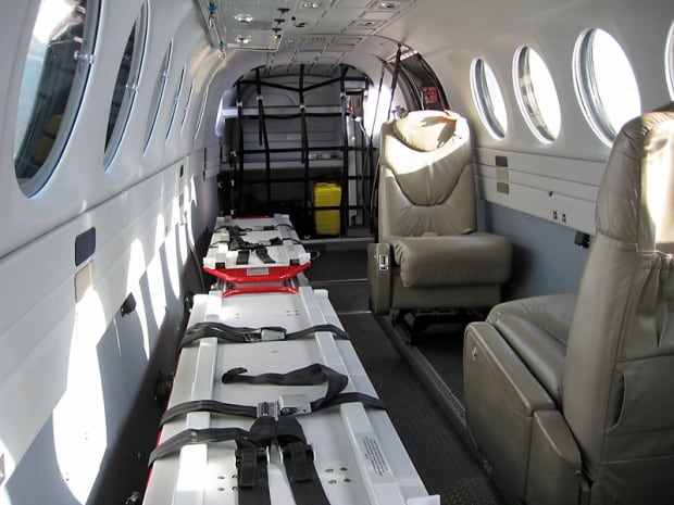 Inside an Alkan Air King Air 350 air ambulance