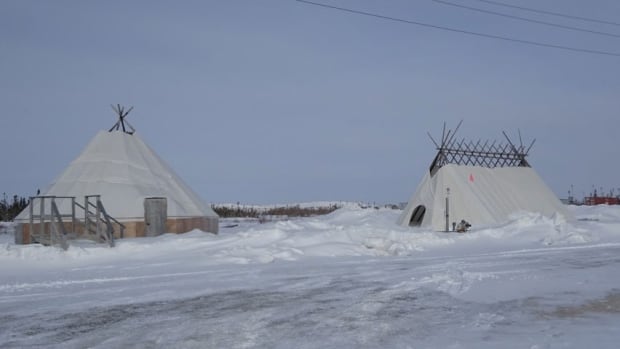Wigwams at the Victor Mine
