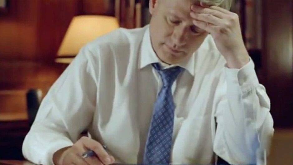 A new Conservative Party ad shows leader Stephen Harper in his office as his voice intones "Most of the decisions you make in this job are hard ones."