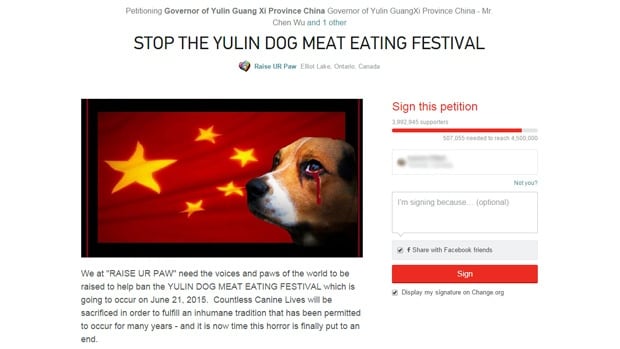 Yulin Dog Meat Petition 2015