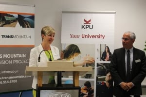 Lizette Parsons Bell announces kwantlen deal with kinder morgan