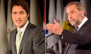 Justin Trudeau and Tom Mulcair