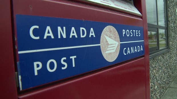 Canada Post letter drop box close up