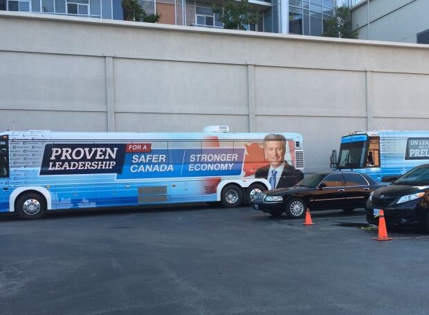 Conservative bus at Scarborough hotel