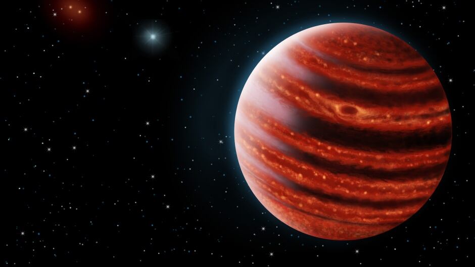 An artistic conception shows the recently-discovered Jupiter-like exoplanet 51 Eridani b. Canadian media touted the fact that the camera that discovered the planet included some parts made in this country.