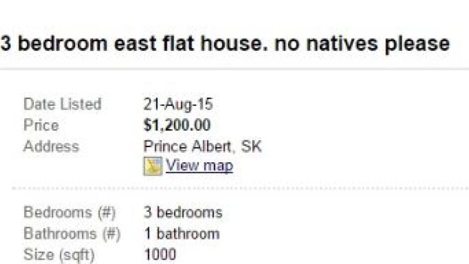 Racist Kijiji Ad A Timesaver Aboriginal Housing Company Ceo Cbc News Racist Kijiji Ad A Timesaver Aboriginal Housing Company Ceo Cbc News