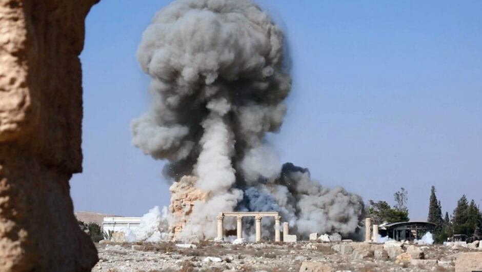 Mideast Syria ISIS destroys Palmyras Baalshamin temple Aug 25 2015