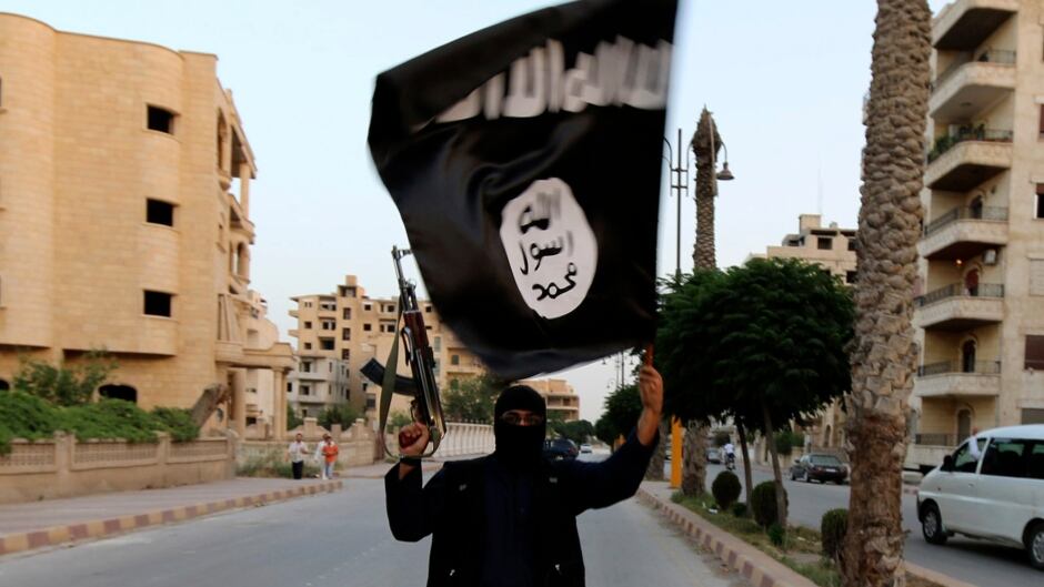 A man loyal to ISIS in Raqqa, Syria.
