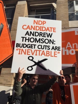 Liberal protestors crash NDP event in Eglinton-Lawrence