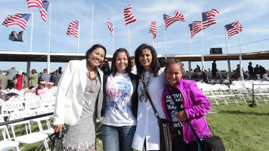 Cara Currie Hall, third from left, during a presidential visit to the Standing Rock Sioux Tribe.