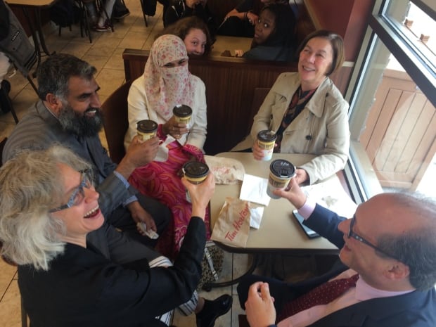 Zunera Ishaq celebrates at Tim Hortons