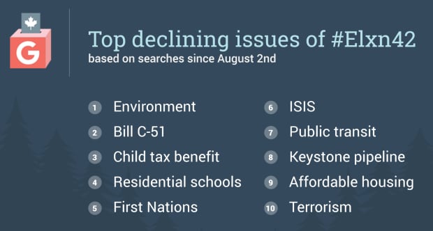 Top declining issues of the election
