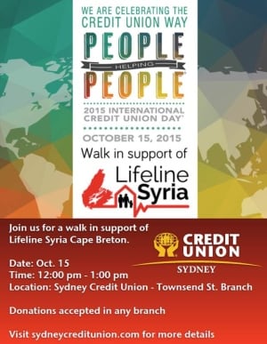 li- poster for walk to support lifeline Syria Cape Breton
