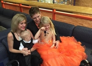 The Shymanski family: from left, Lexi, Angela, Travis and baby Peter.