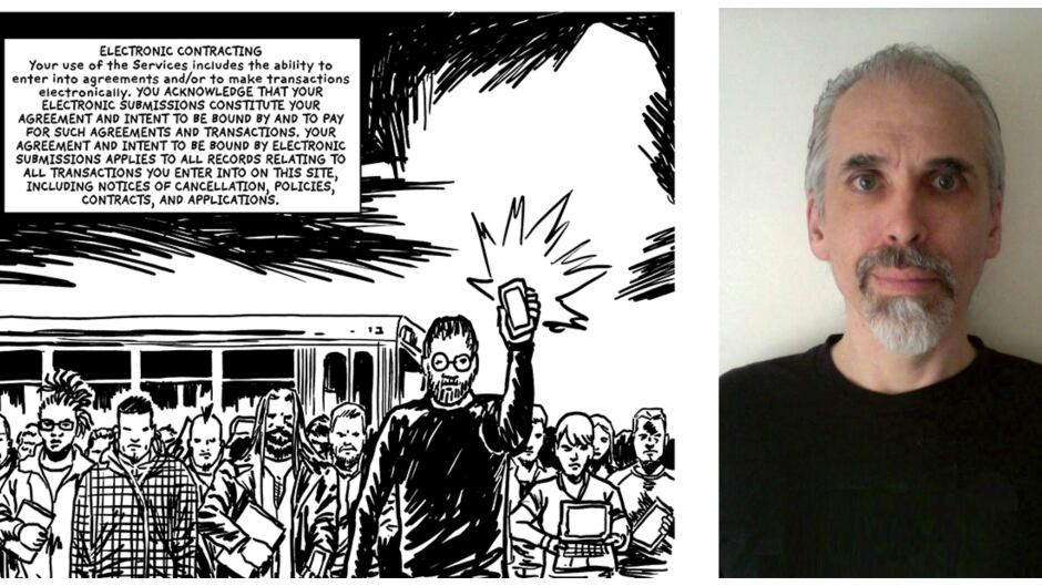 New-York based cartoonist Robert Sikoryak is known for his comics that play with popular culture themes. In his latest project, Sikoryak has turned the iTunes Terms and Conditions into a series of comics.