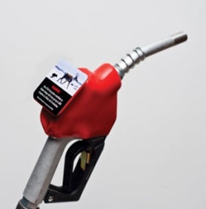 Climate change sticker on gas pump