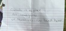 Eren Cervantes-Altamirano note offensive racist Muslim Ottawa Nov 18 2015