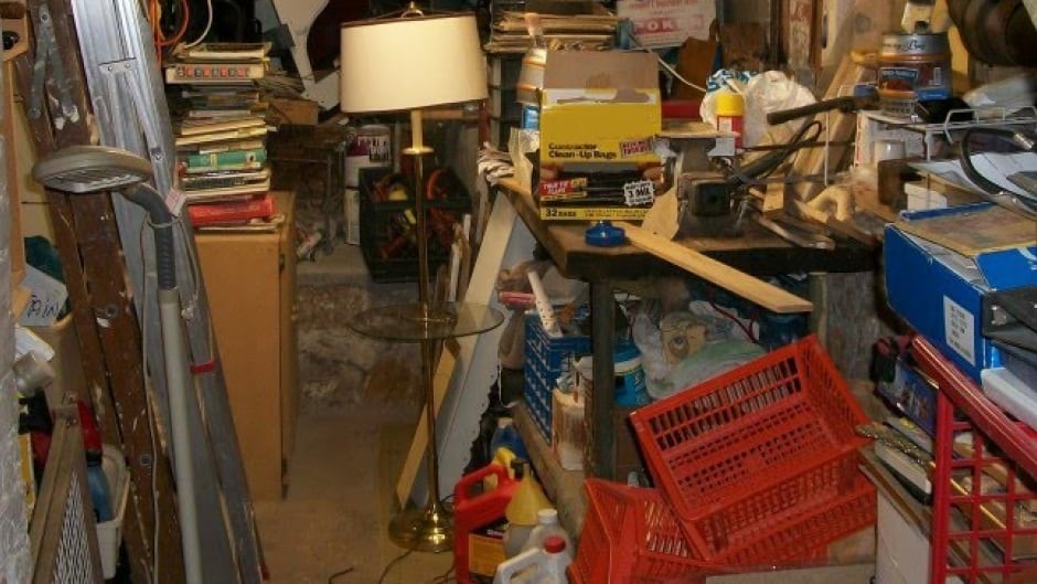 Cluttered basement - a common sight for those of us who have a hard time getting rid of things.