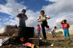 Syrian children in refugee camp