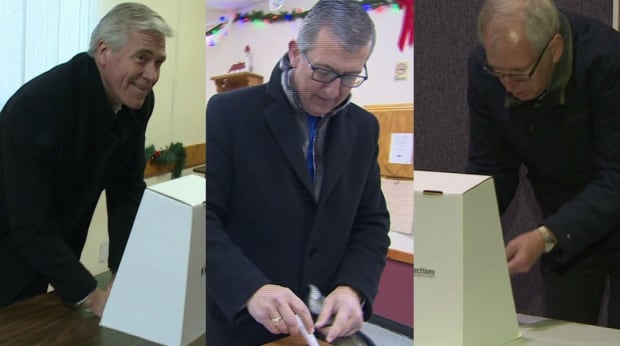 Dwight Ball, Paul Davis and Earle McCurdy cast ballots in Newfoundland and Labrador election